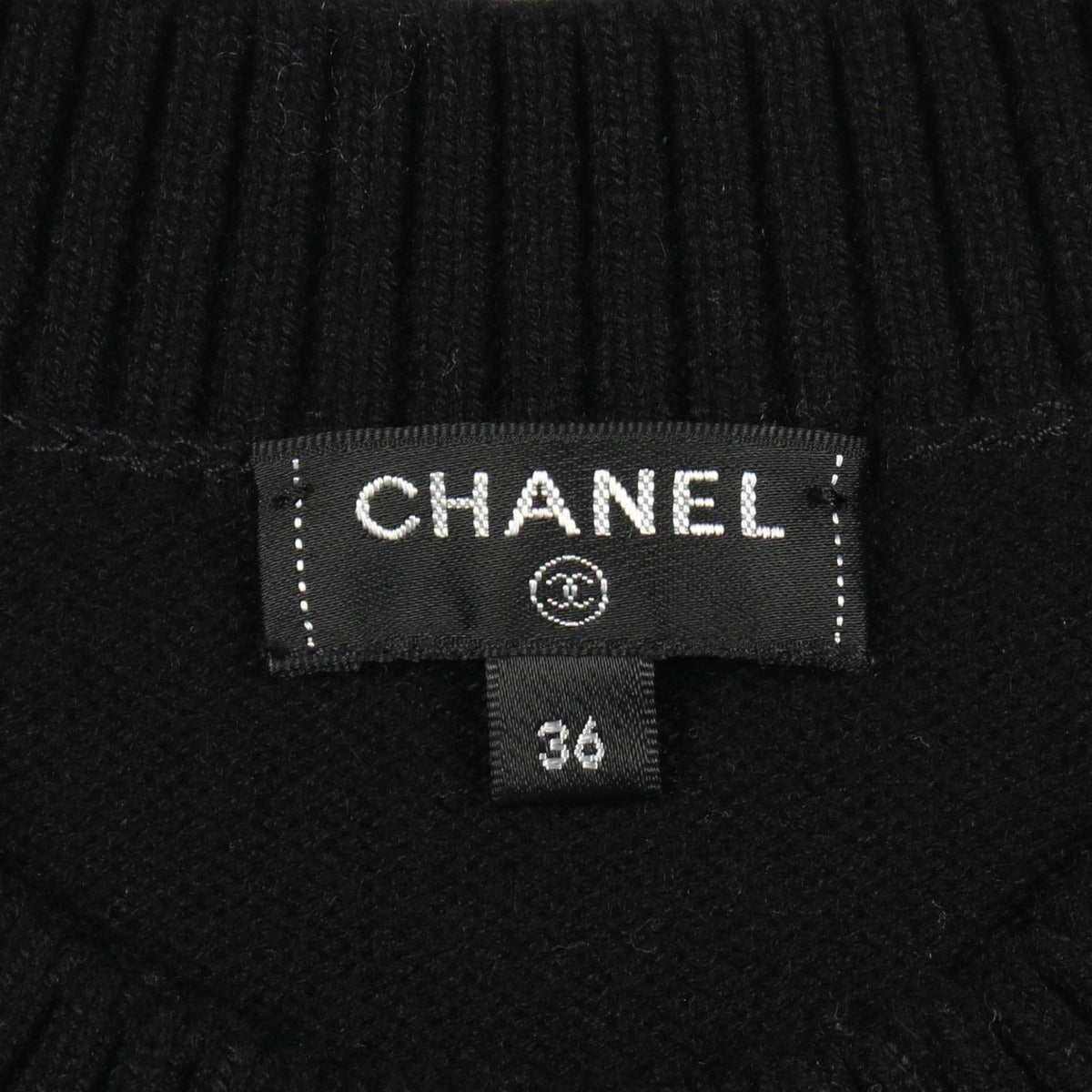 Chanel Knit CC Logo Flower Black Cashmere Silk — view 3
