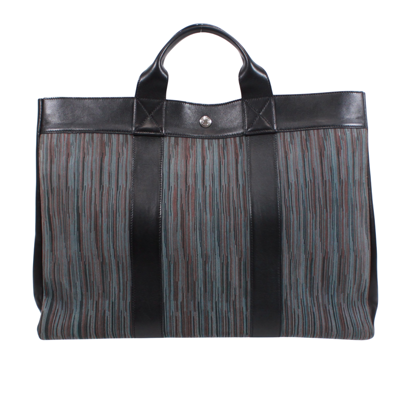 Hermes Fourre Tout MM Leather And Chevre Black Handbag Silver