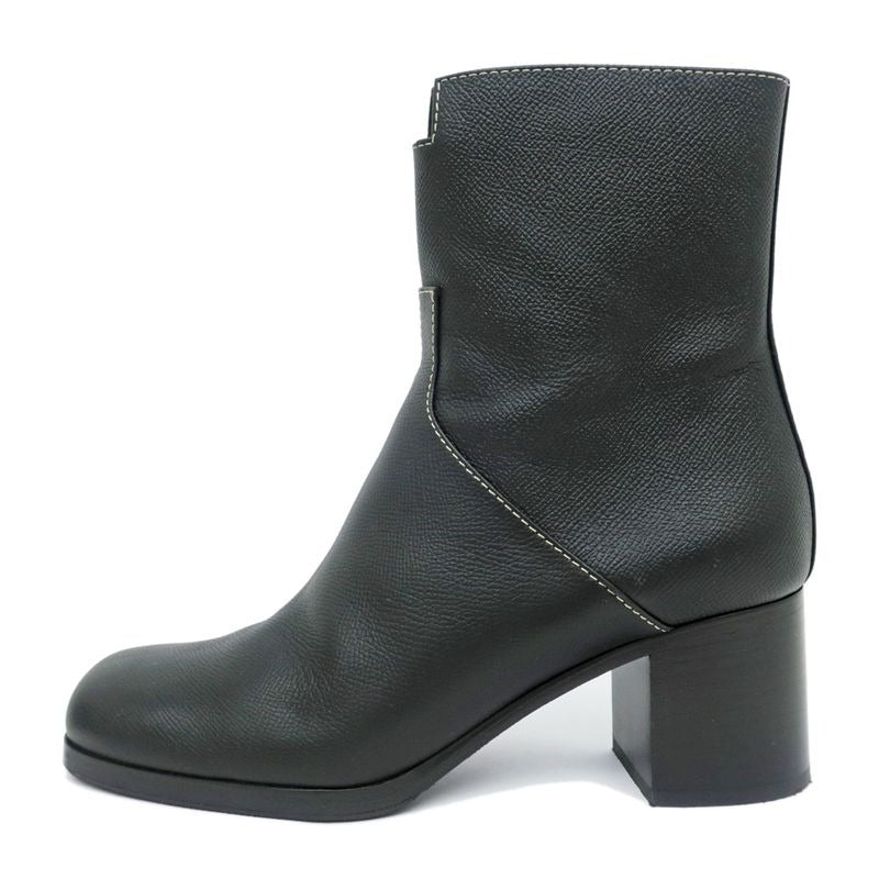 Hermes Flats 60 Black 38 Short Boots Leather Shoes Apparel