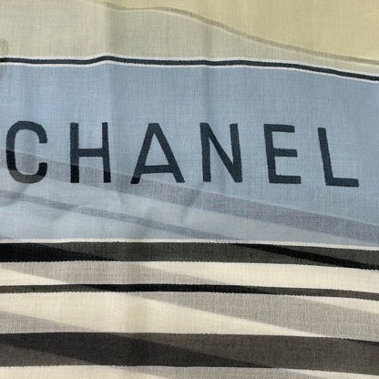 Chanel Large Size 2000 Scarf Stole Silk Logo Multicolor