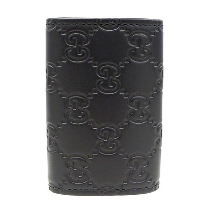 Gucci Key Case Men's Brand Sima Leather Black 779824 6-rib Key Case Small