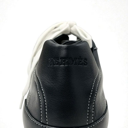 Hermes Trail Sneakers Shoes Leather Black Unused Logo Men's