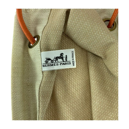 Hermes Aline GM White Orange Gold Hardware Canvas/toile Chevron Tote Bag Women