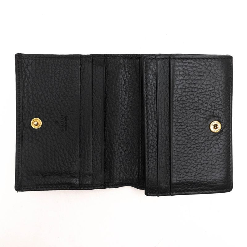 Gucci Wallet Ladies Women Leather Genuine Black 456126 Black Leather Card Case