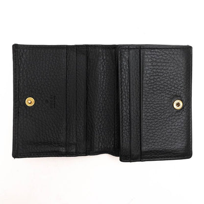 Gucci Wallet Ladies Women Leather Genuine Black 456126 Black Leather Card Case