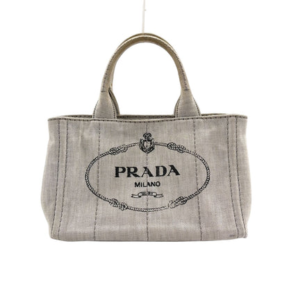 Prada Canapa Denim Light Gray Tote Gold