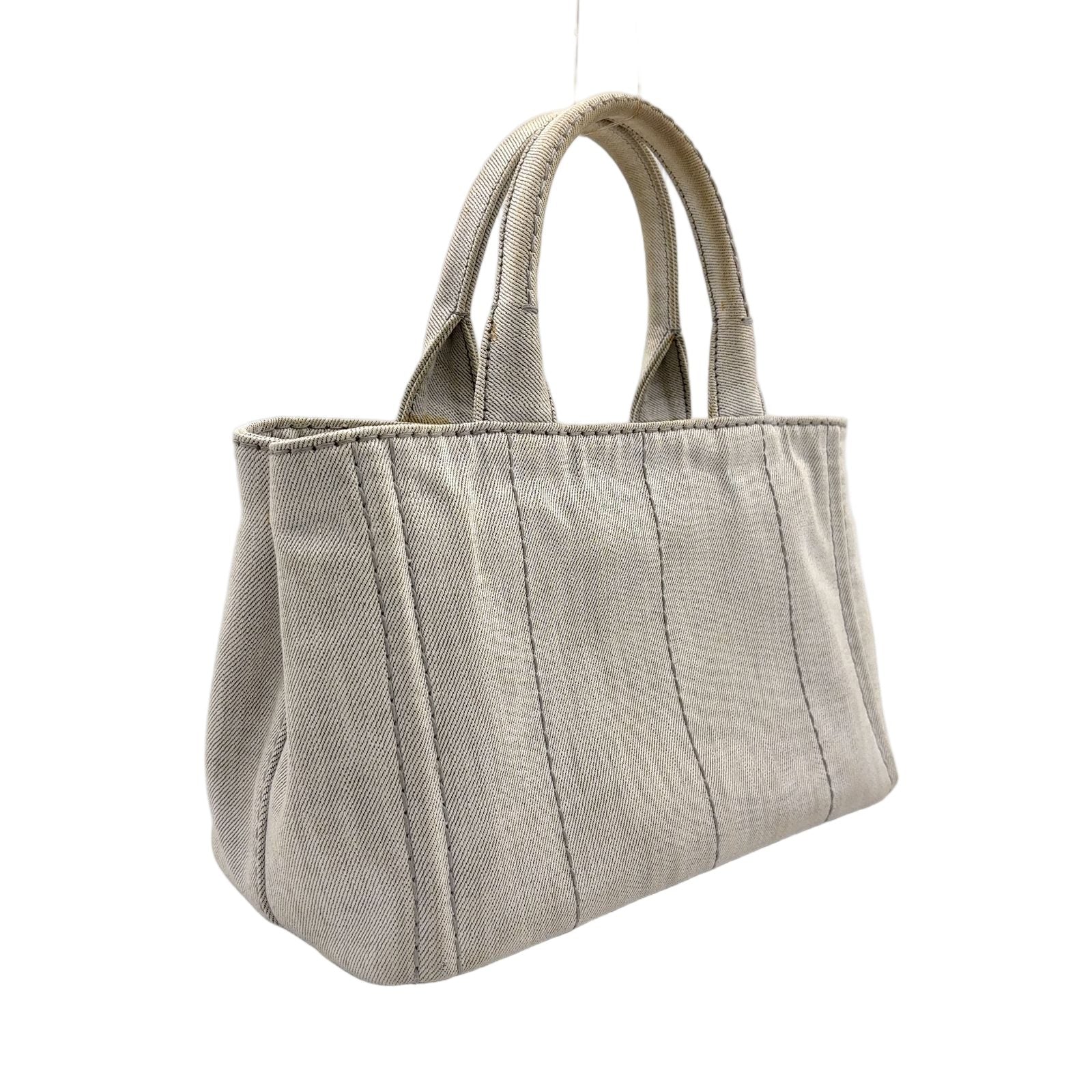 Prada Canapa Denim Light Gray Tote Gold — view 2