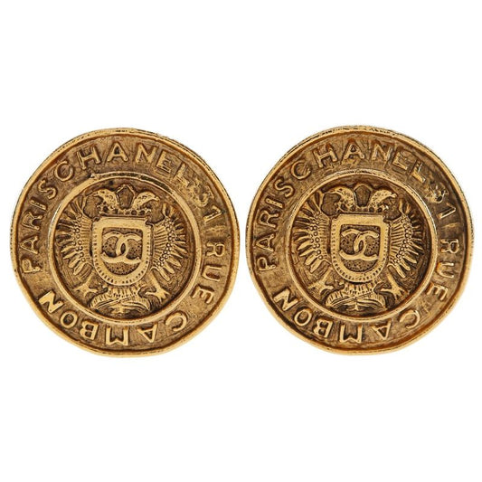 Chanel COCO MARK 31 RUE Cambon Vintage Gold Plated Ladies 26.0g Earrings