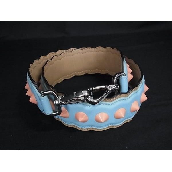 Fendi Strap Leather Studded Bag Shoulder Blue