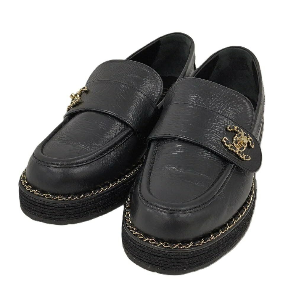 Chanel Loafers Leather Black List 37c