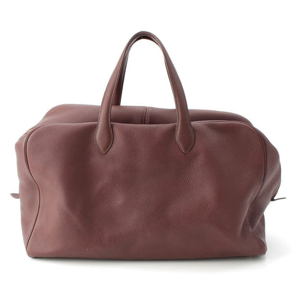Hermes Victoria Taurillon Clemence Gold Boston Bag Tail Red Brown