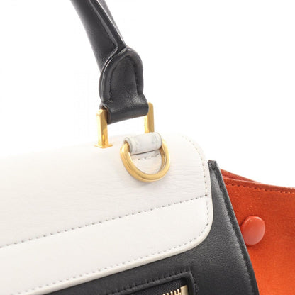 Celine Handbag Trapeze Small White Black Orange Leather Black. — view 6