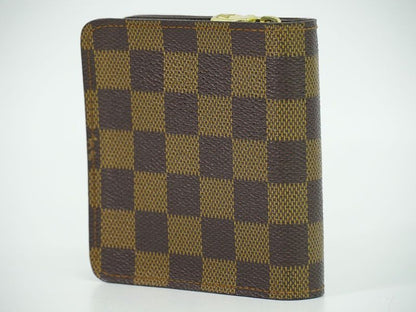 Authentic Louis Vuitton LV Compact Zip Damier Ebène Fold Wallet Brown N61668