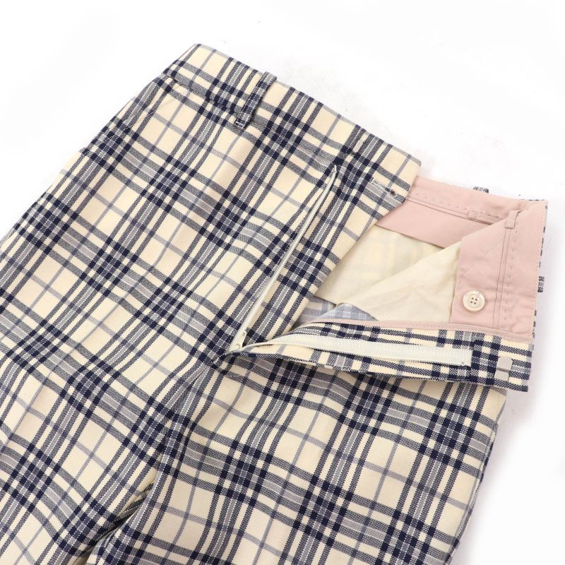 Gucci 611284 100% Wool Checked Center Press Flared Pants Ivory Black 36 Made In