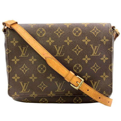 Louis Vuitton Musette Tango Short Strap Monogram Leather Brown Shoulder Bag Gold