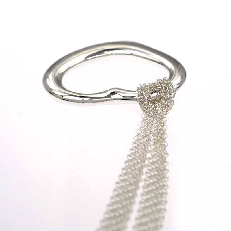 Tiffany & Co Necklace Open Heart Mesh Chain Ag925 SV Pendant Jewelry