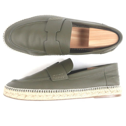 Hermes Trip Leather H Logo Motif Espadrille Moccasin Loafers Khaki 41 Storage