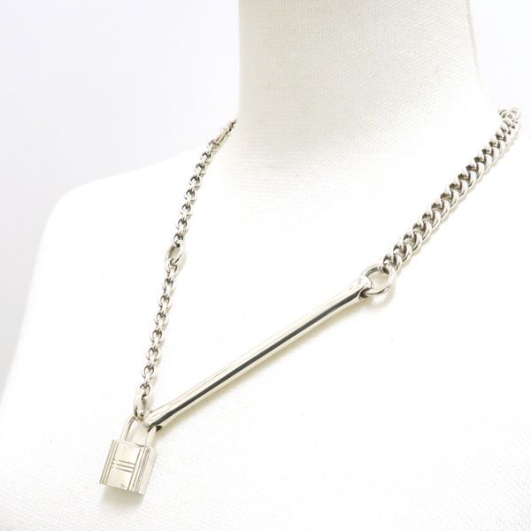 Hermes Cadena SV Necklace Ag925 Vintage Hermes Silver Box Padlock Bar