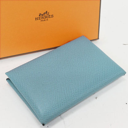 Hermes Bifold Card Case Business Card Holder Calvi Epson Blue Jean