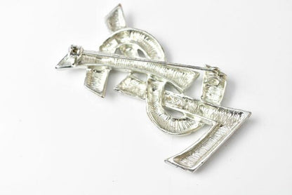 Saint Laurent Pin Brooch Pin Badge Saint Laurent Brooch Monogram YSL Logo Silver