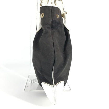 Chanel Shoulder Bag CC Coco Mark Bicolor Leather / Canvas Black