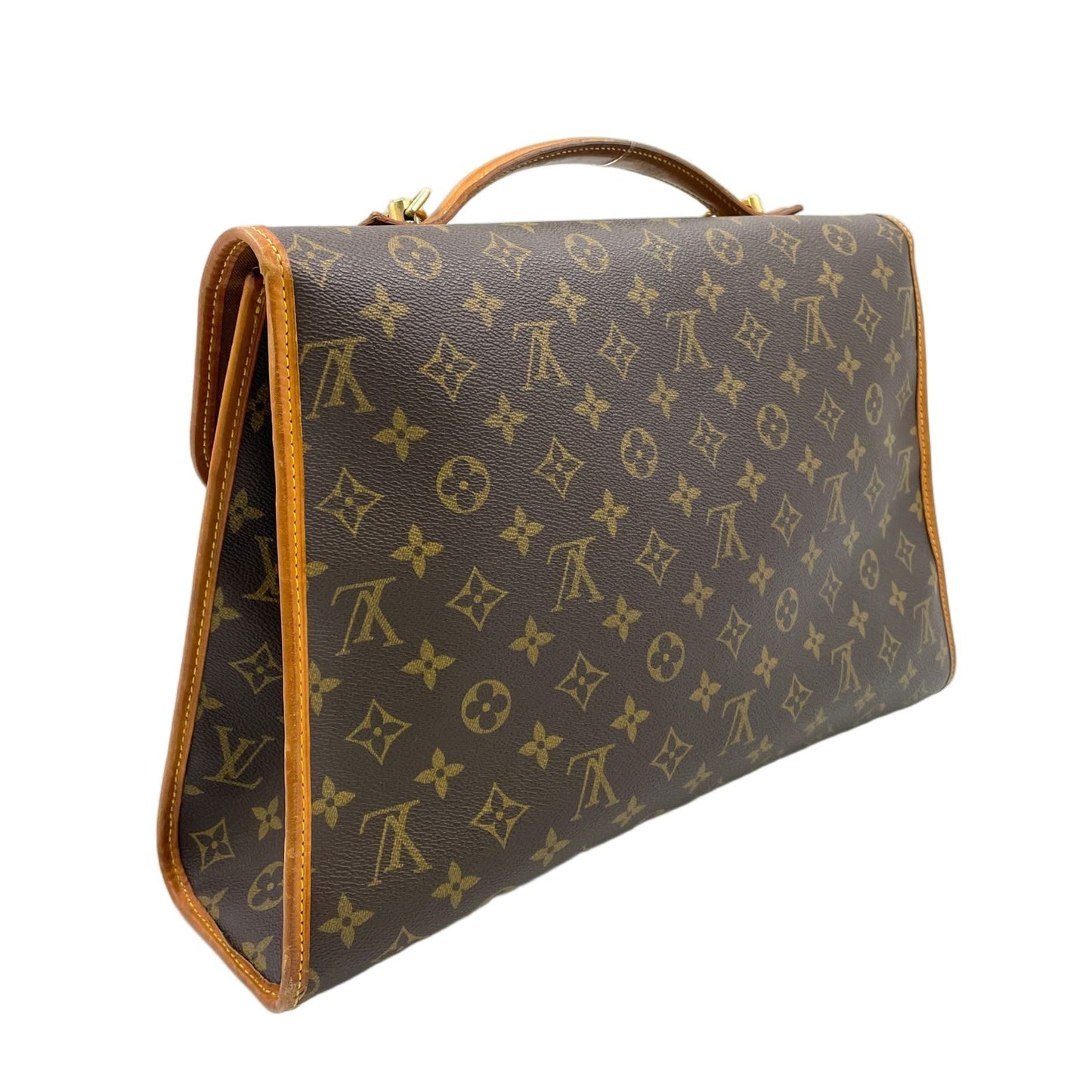 Louis Vuitton Beverly Monogram 2-Way Leather Brown Handbag Gold — view 2