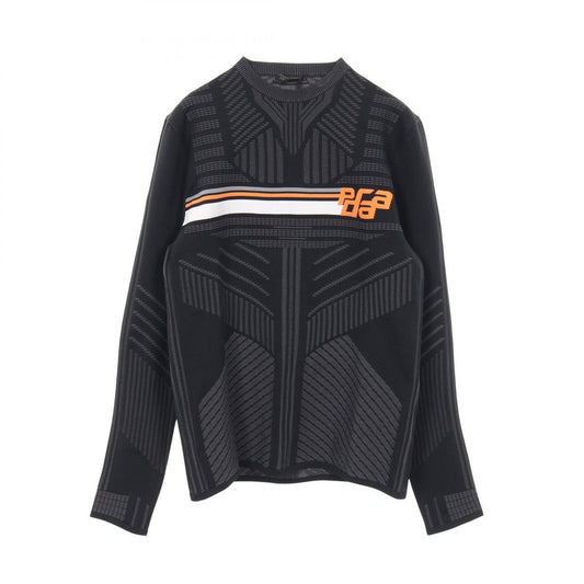 Prada Sweatshirt Technical Knit Black Sweater Orange