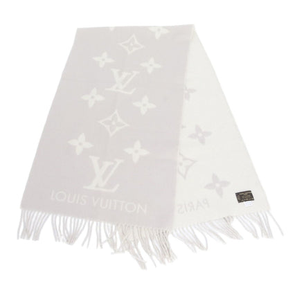 Louis Vuitton Tagged Monogram Scarf Reykjavik Cashmere 100% Shawl Large Gray