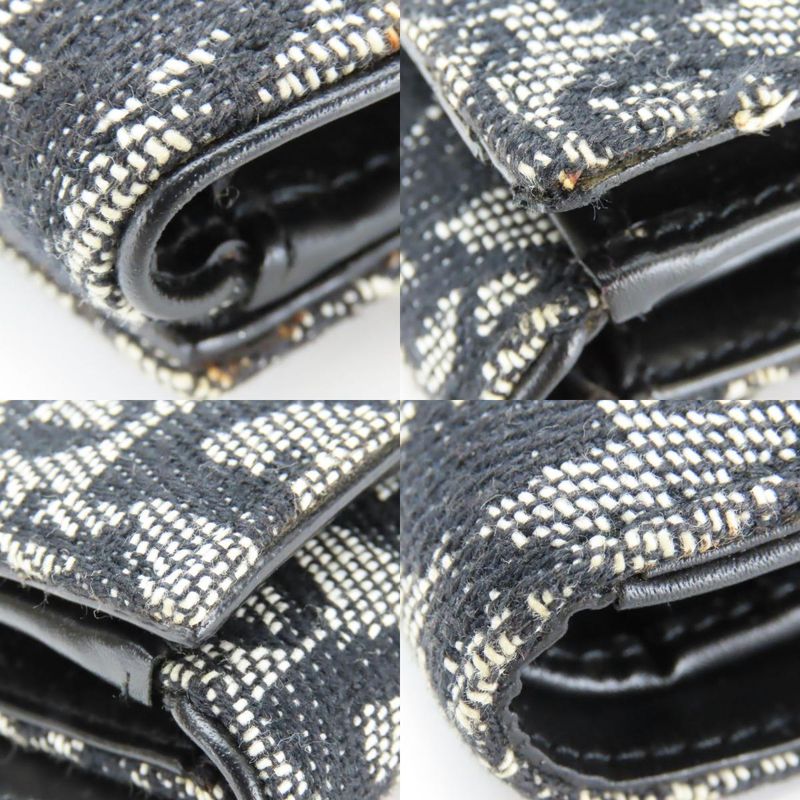 Christian Dior Bifold Wallet Trotter Canvas Black Silver Hardware W Hook