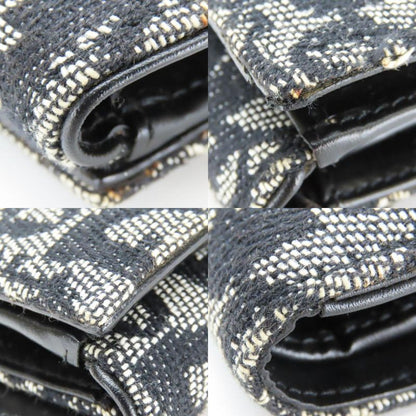Christian Dior Bifold Wallet Trotter Canvas Black Silver Hardware W Hook