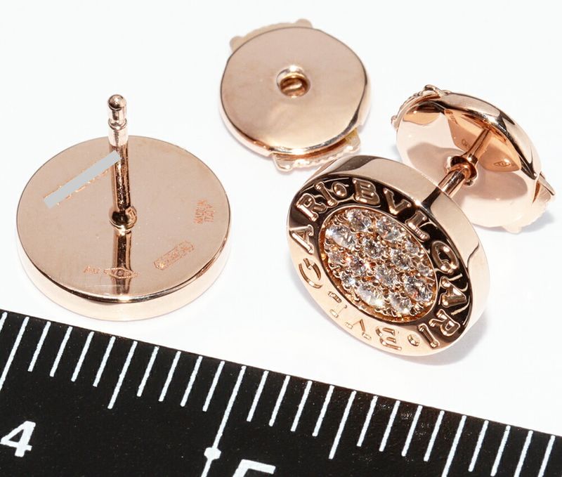 Bulgari Earrings 18K Pink Gold Diamond 018ct Bulgari Earrings 354731