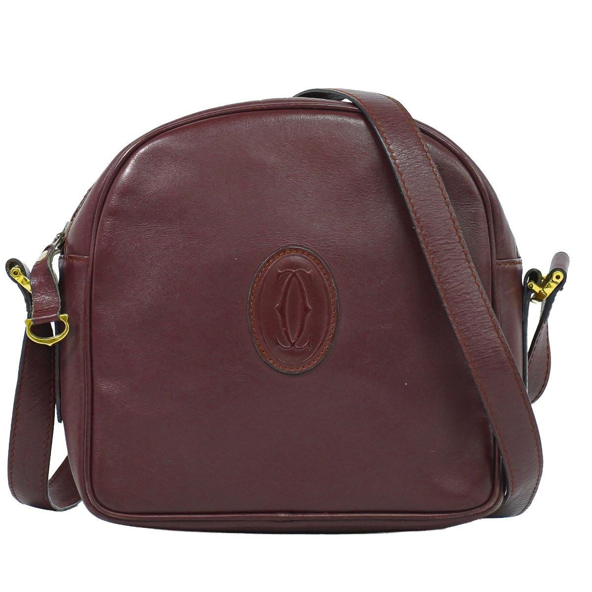 Cartier Must Line Shoulder Bag Pochette Leather Bordeaux