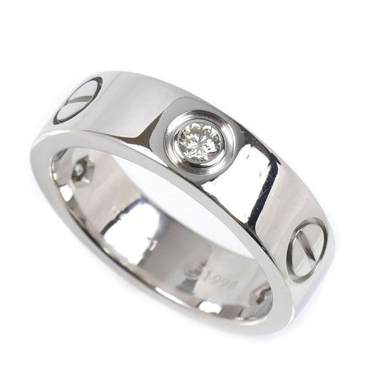 Cartier 18K White Gold Love Ring Half Diamond