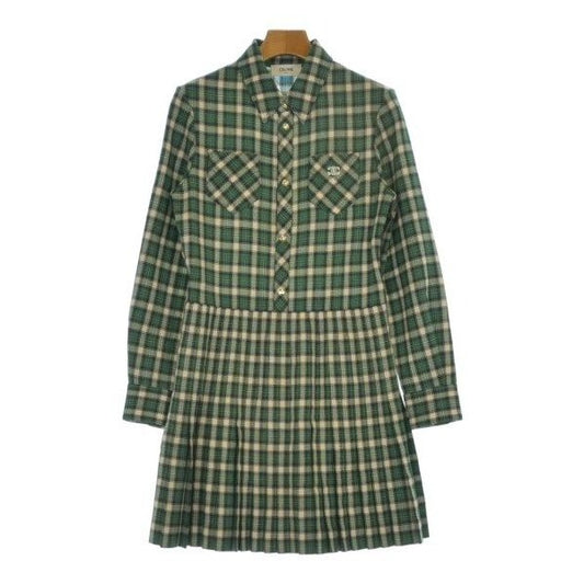 Celine Dress Wool White Green Blue