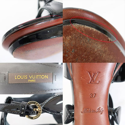 Louis Vuitton Sandals Pin Heel Sandals Black Gold Hardware Enamel