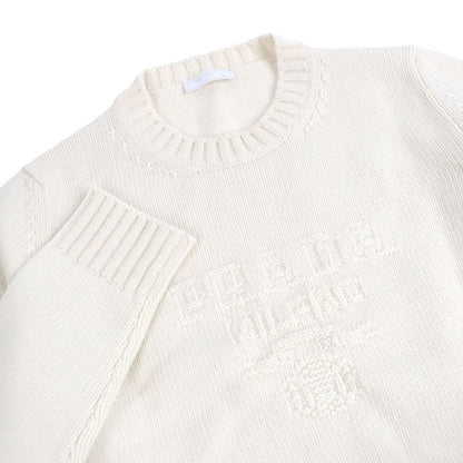 Prada 24AW Umb645 Virgin Wool Cashmere Logo Embossed Long Sleeve Knit Sweater