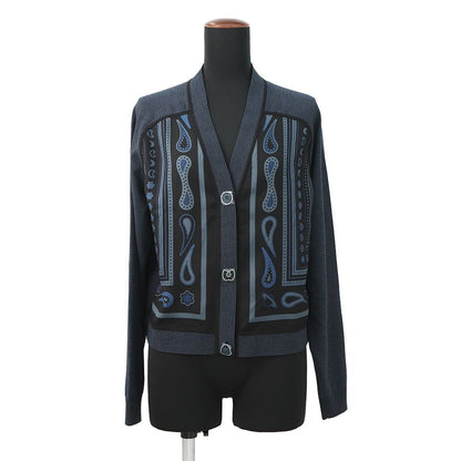 Hermes Cardigan Twill Lane Long Sleeve Candy Libris Print 34 Noir Black Regris
