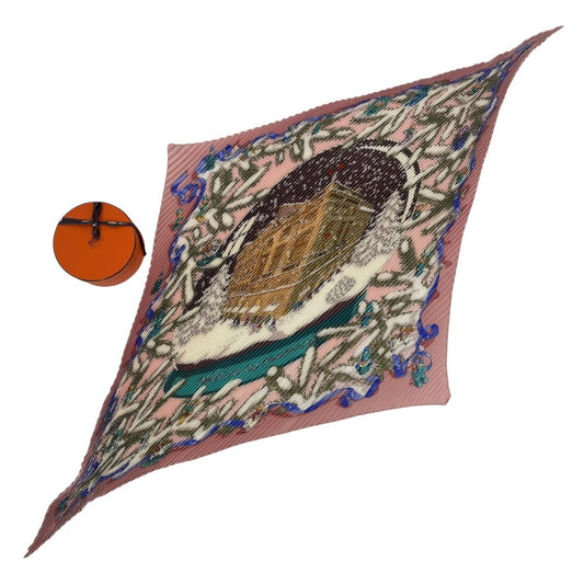 Hermes Scarf Pleated Silk Noel Au 24 Faubourg Christmas at Pink