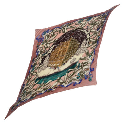 Hermes Scarf Pleated Silk Noel Au 24 Faubourg Christmas at Pink — view 2