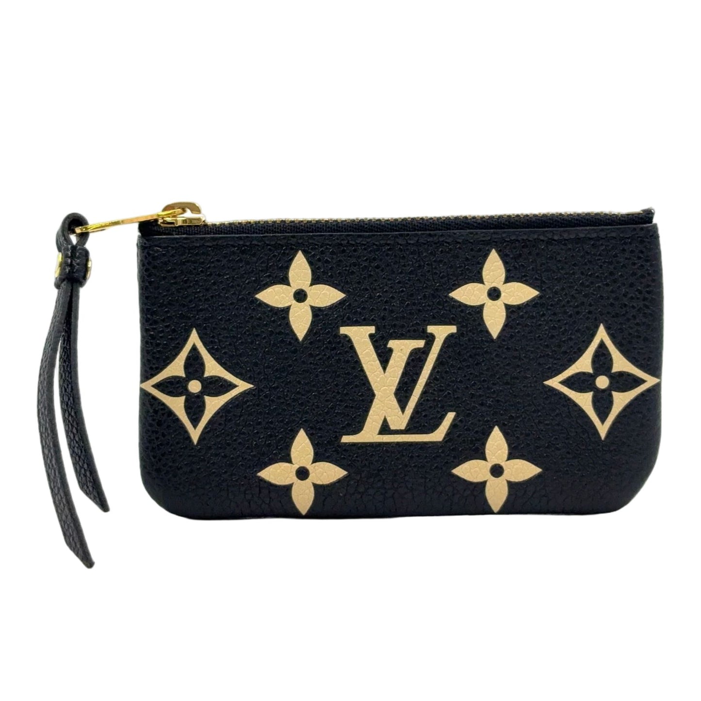 Louis Vuitton Pochette Cles Bicolor Monogram Empreinte Leather Black Beige Coin