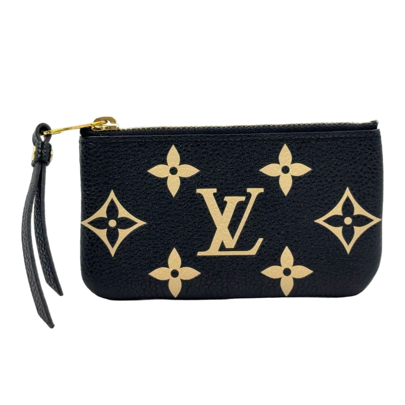 Louis Vuitton Pochette Cles Bicolor Monogram Empreinte Leather Black Beige Coin