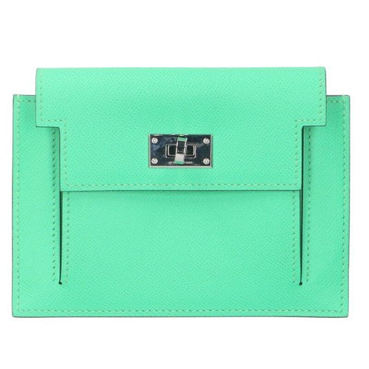 Hermes Kelly Pocket Compact Engraved B Silver Hardware Wallet Men's