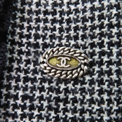 CHANEL Vintage 05A P26661 Flared Skirt With Coco Mark Plate Black Grey White 40