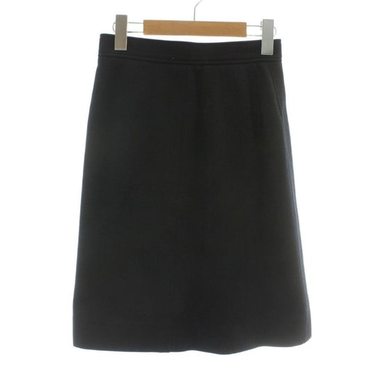 Chanel Vintage Tight Skirt Knee Length Coco Mark Gold Button Black XZ GY18