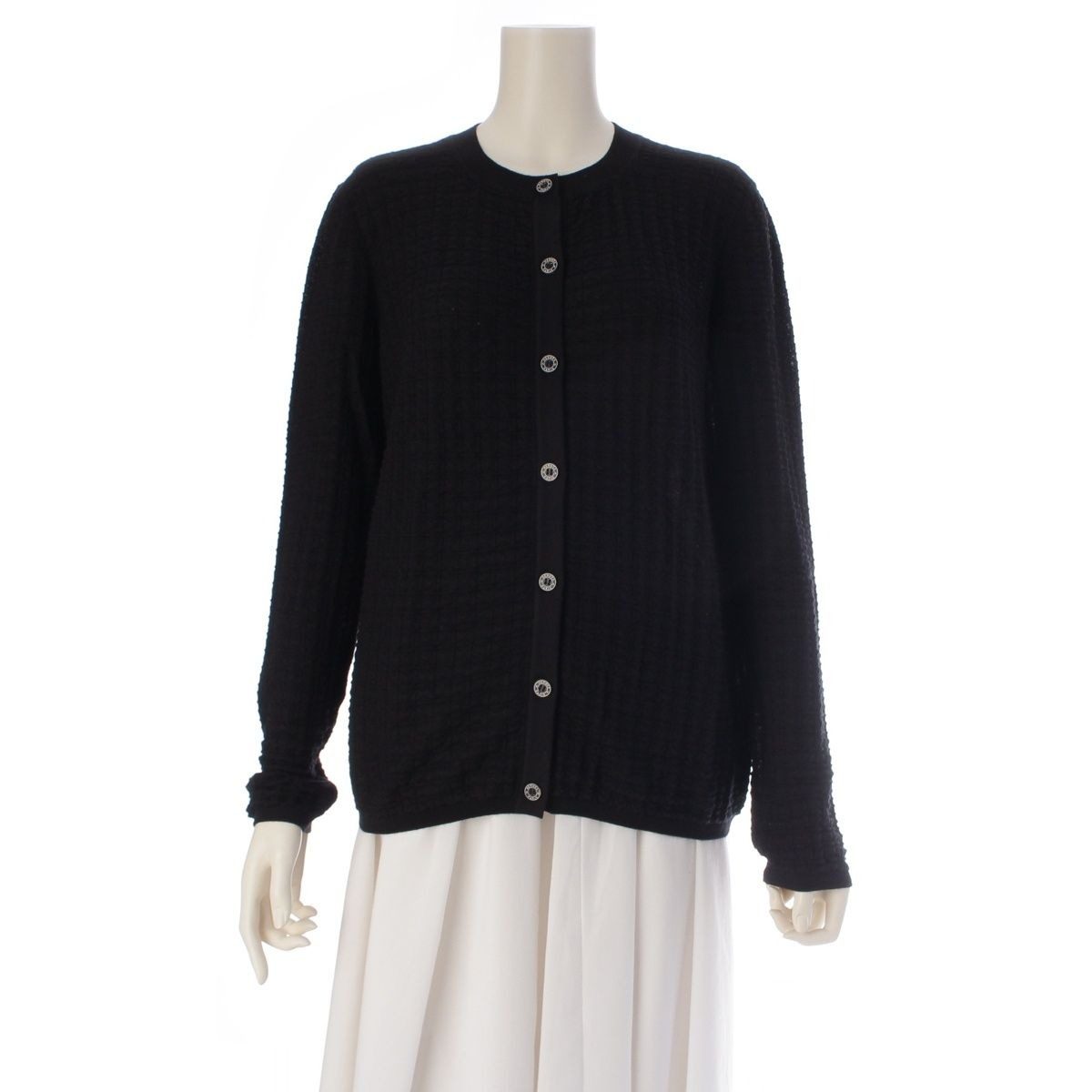 Hermes Cashmere Series Button Cardigan Top Black 38