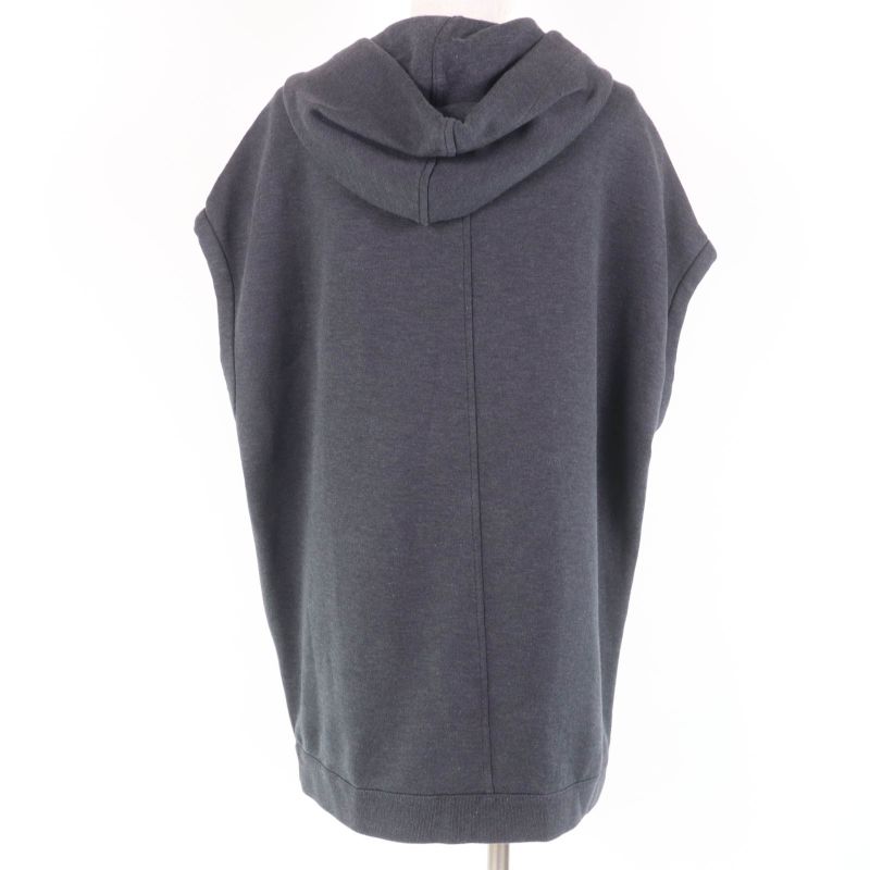 Louis Vuitton 20AW Cotton Monogram Sleeveless Hoodie Top Dark Grey S Made In