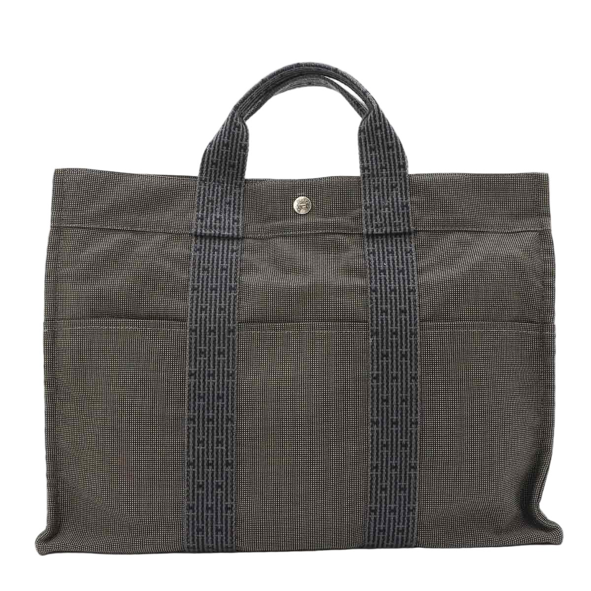 Hermes Her Line MM Tote Canvas Gray Silver Herline MM