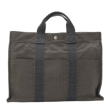 Hermes Her Line MM Tote Canvas Gray Silver Herline MM
