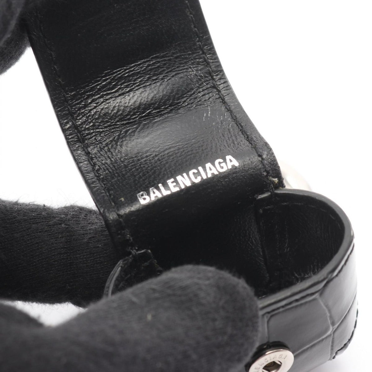 Balenciaga Mobile Smartphone Airpods Case Black Leather Shoulder Bag — view 3