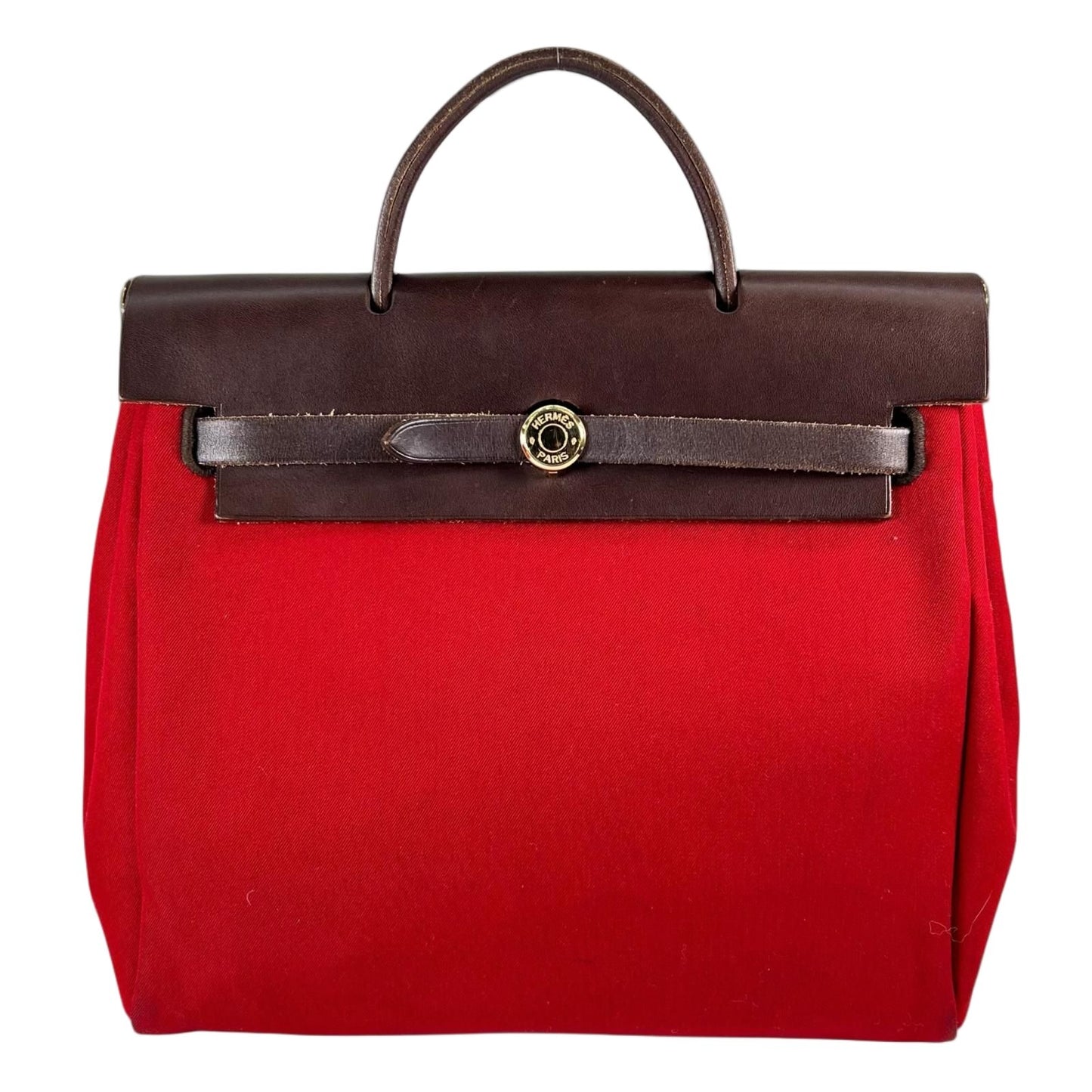 Hermes Herbag a Dos PM Towarmilode Leather Orange Brown Red Backpack Gold